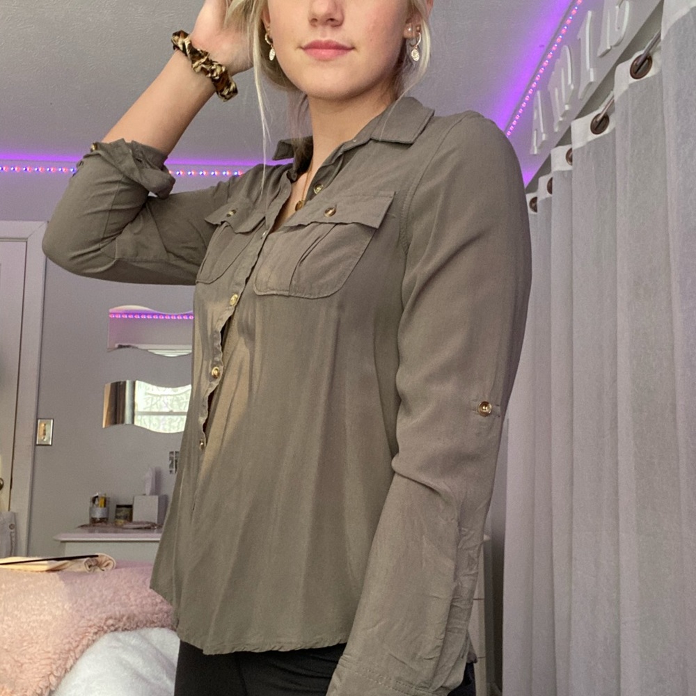 Army green blouse